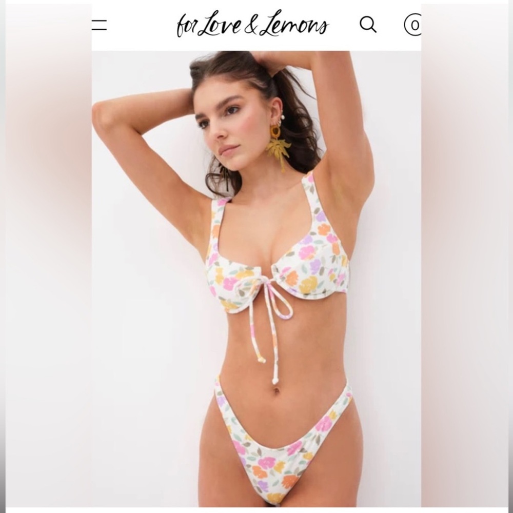 For Love and Lemons Joey Bikini top and bottom in cream size XS